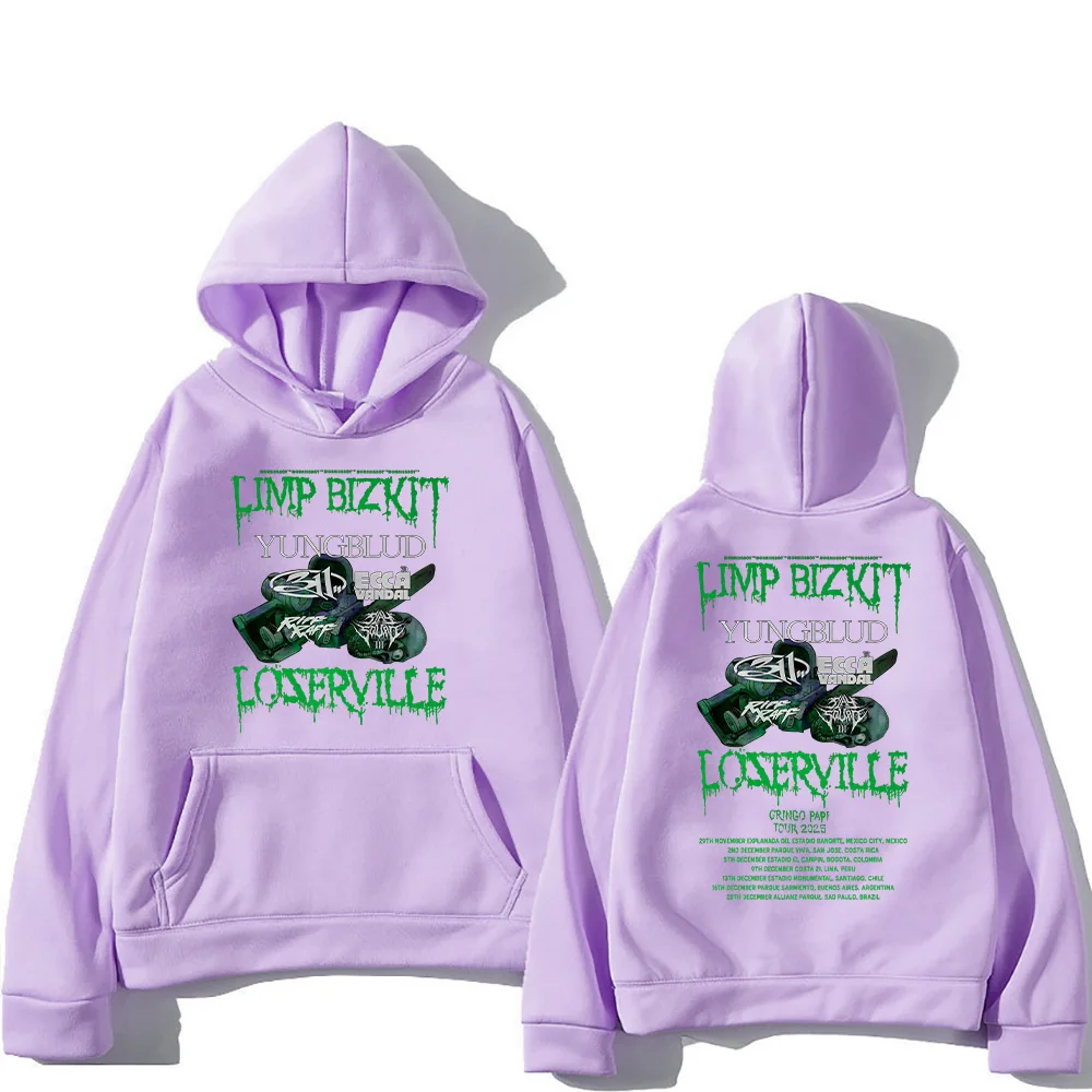 Men Women Hip Hop Limp Bizkit Loserville Tour Hoodies Rock Band Limp Bizkit Graphic Weashirts Casual Oversized Unisex Pullovers