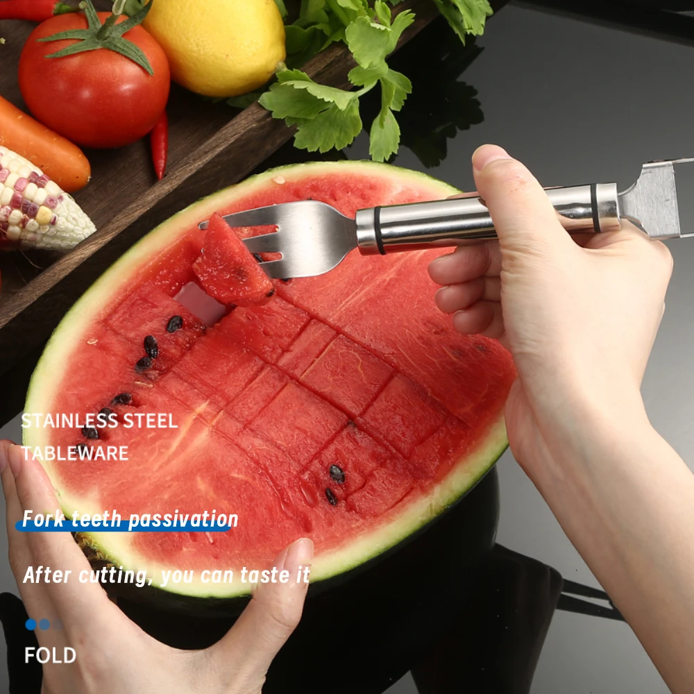 Atermelon Slicer Cutter Multi-purpose Slicer Cutter Knife Watermelon Fork Slicer Kitchen Fruit Cutting Fork Watermelon Fork