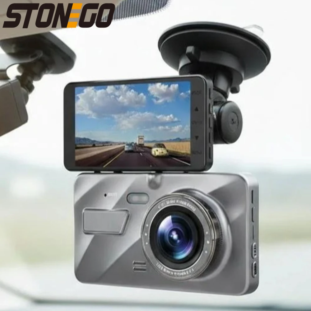 

Видеорегистратор 1080P с двумя камерами (передняя и задняя), 4-дюймовым ЖК-дисплеем, ночным видением, углом обзора 170 градусов, G-сенсором, циклической записью и мониторингом парковки