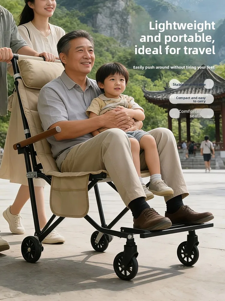 Lightweight Portable Folding Wheelchair Travel Cart Elderly Shopping Cart Multi-Functional Simple Design Easy to Carry