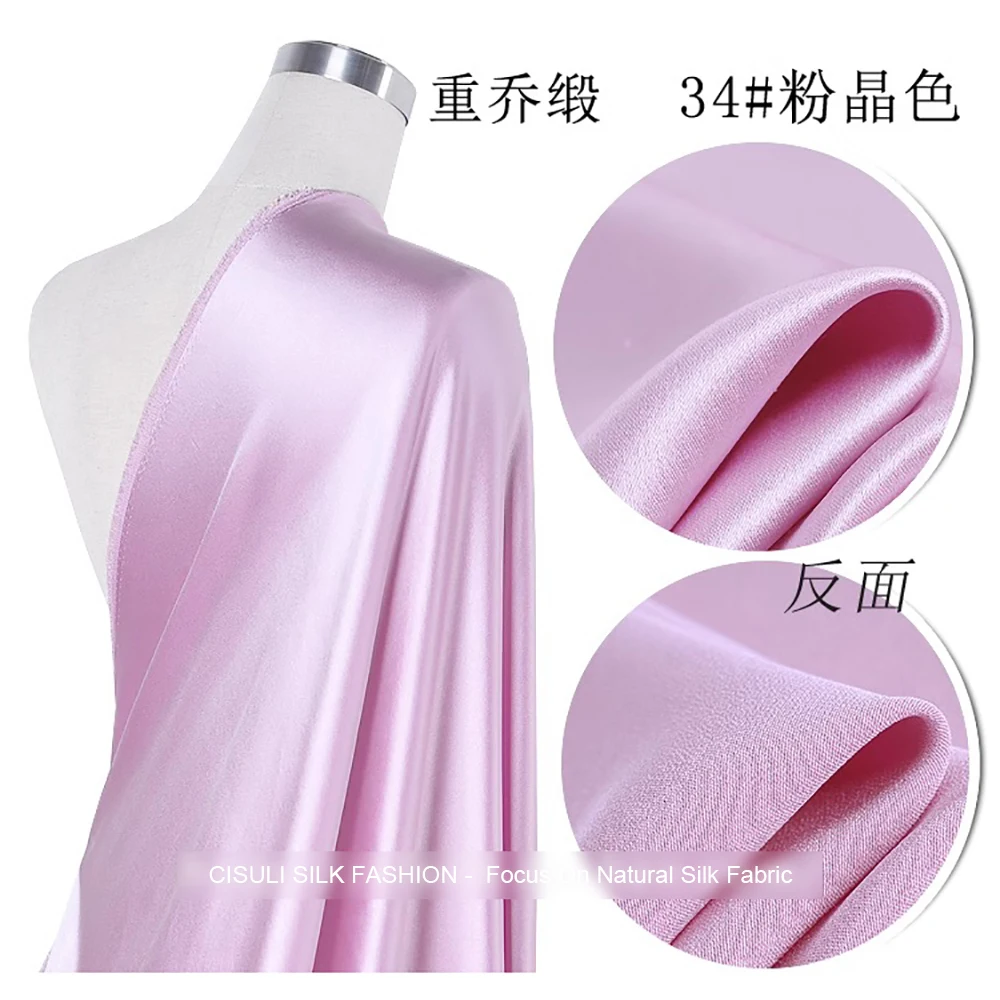 100% Pure Heavy Silk Satin Fabric 40momme Width 140cm Suits / Party Dresses Cloth Sewing Material Solid Color 24J34