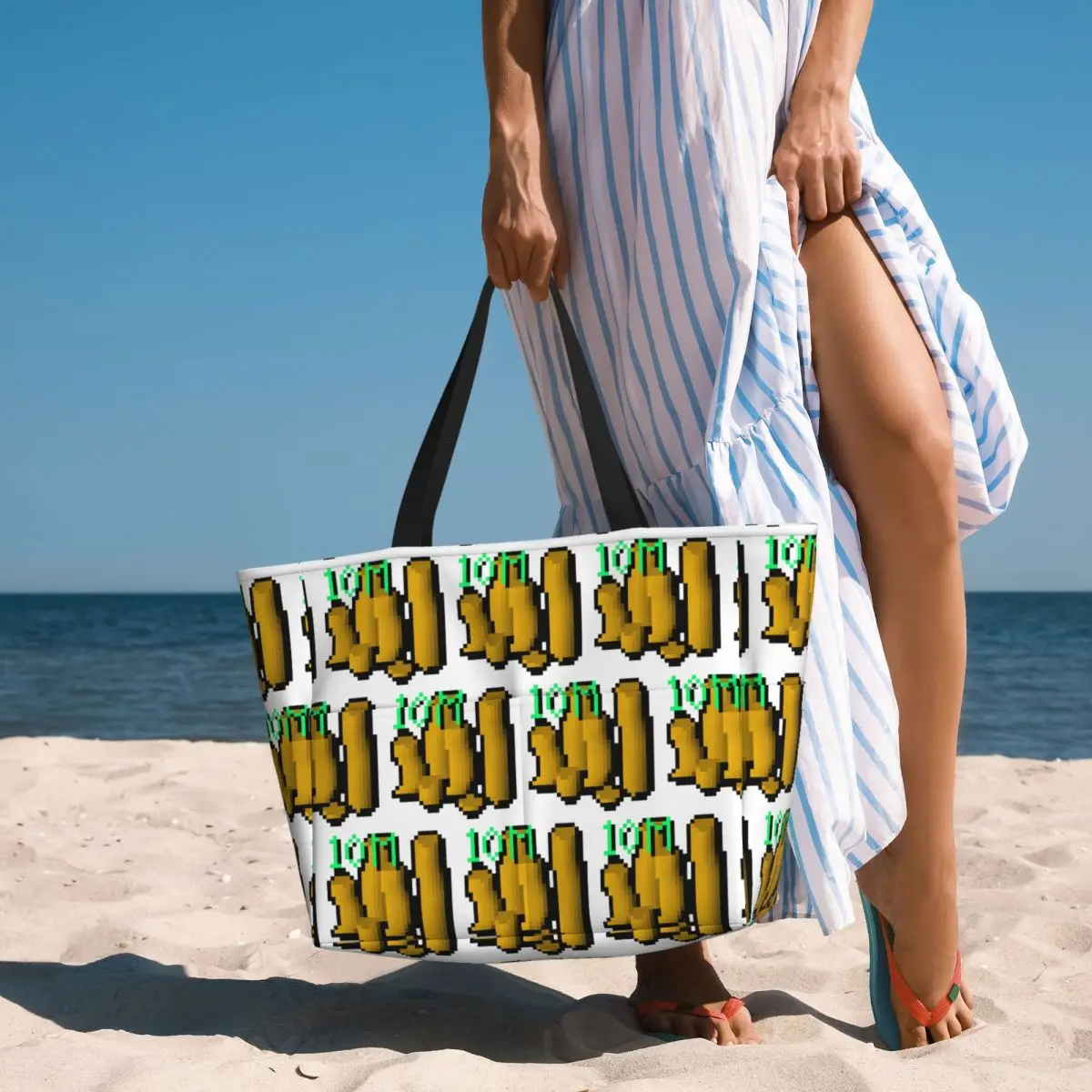 Monedas de 10 m - Runescape Bolsa de playa Deporte Gimnasio Yoga Bolsa de mano grande Bolsa de viaje para mujer Bolsa de fitness