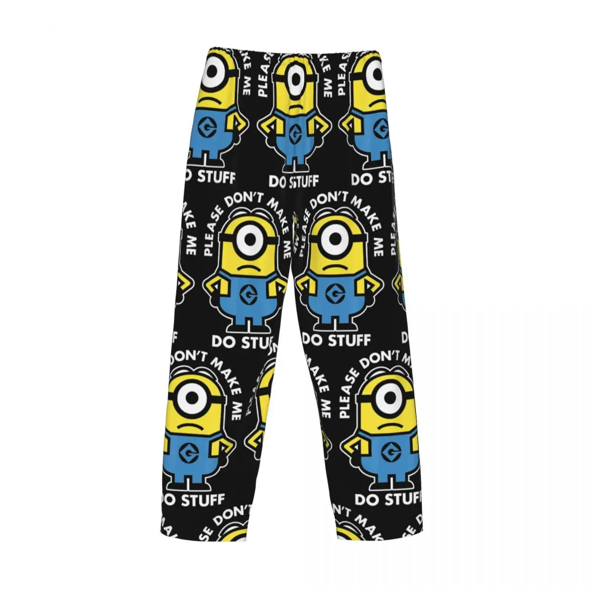 Custom Cartoon Animation Minions Pajama Pants Men\'s Lounge Sleep Stretch Sleepwear Bottoms with Pockets