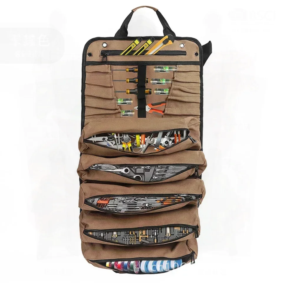 ew Tool Pouches Screwdriver Insert 5 Pouch Electrician Roll UP Portable Tool Bag withTool Organizer for Automotive Tool Ba