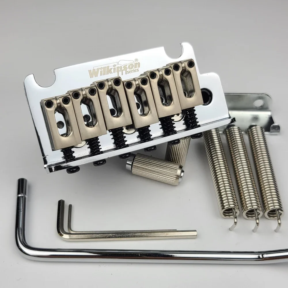 Wilkinson Chrome Silver Double Swing Electric Guitar Tremolo System Bridge 2 Post Point Compatible with Suhr Guitar WOV06