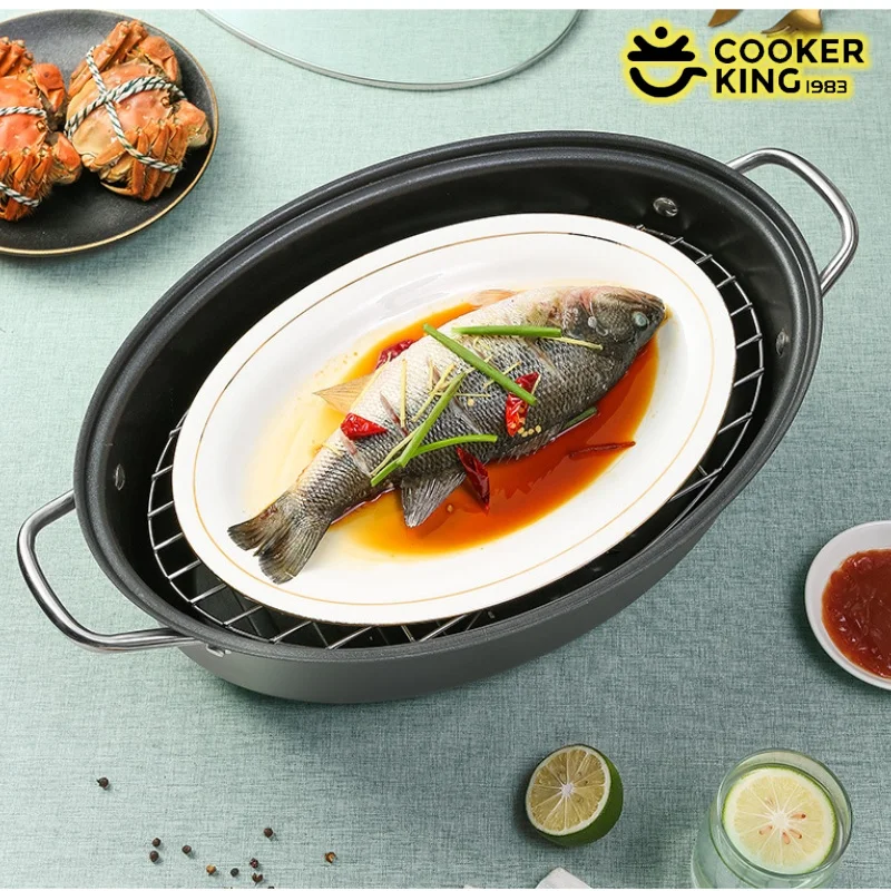 

COOKER KING Рыбоварка Горшок с антипригарным покрытием Многофункциональная кастрюля для приготовления на пару/тушения с регулируемой стойкой для приготовления на пару