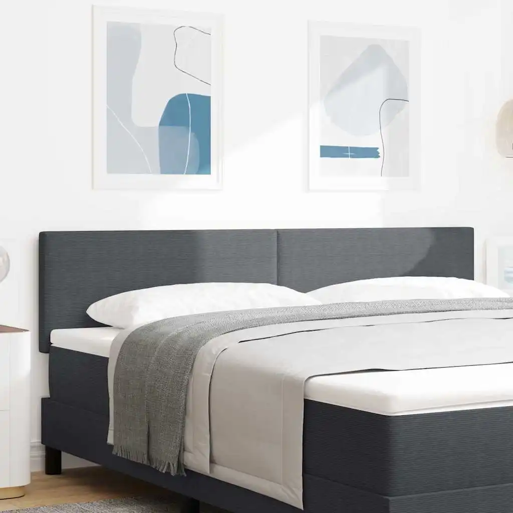 Tête de lit LED gris foncé 180 cm, tête de lit rembourrée en tissu velours côtelé, mobilier de chambre moderne, dossier confortable, assemblage facile