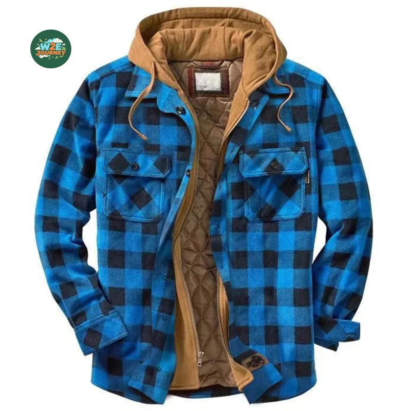 MAQVOB Mantel Antik Ukuran AS UE Kualitas Tinggi Pakaian Kerja Jaket Kemeja Kotak-kotak Bulu Flanel Pria Wanita