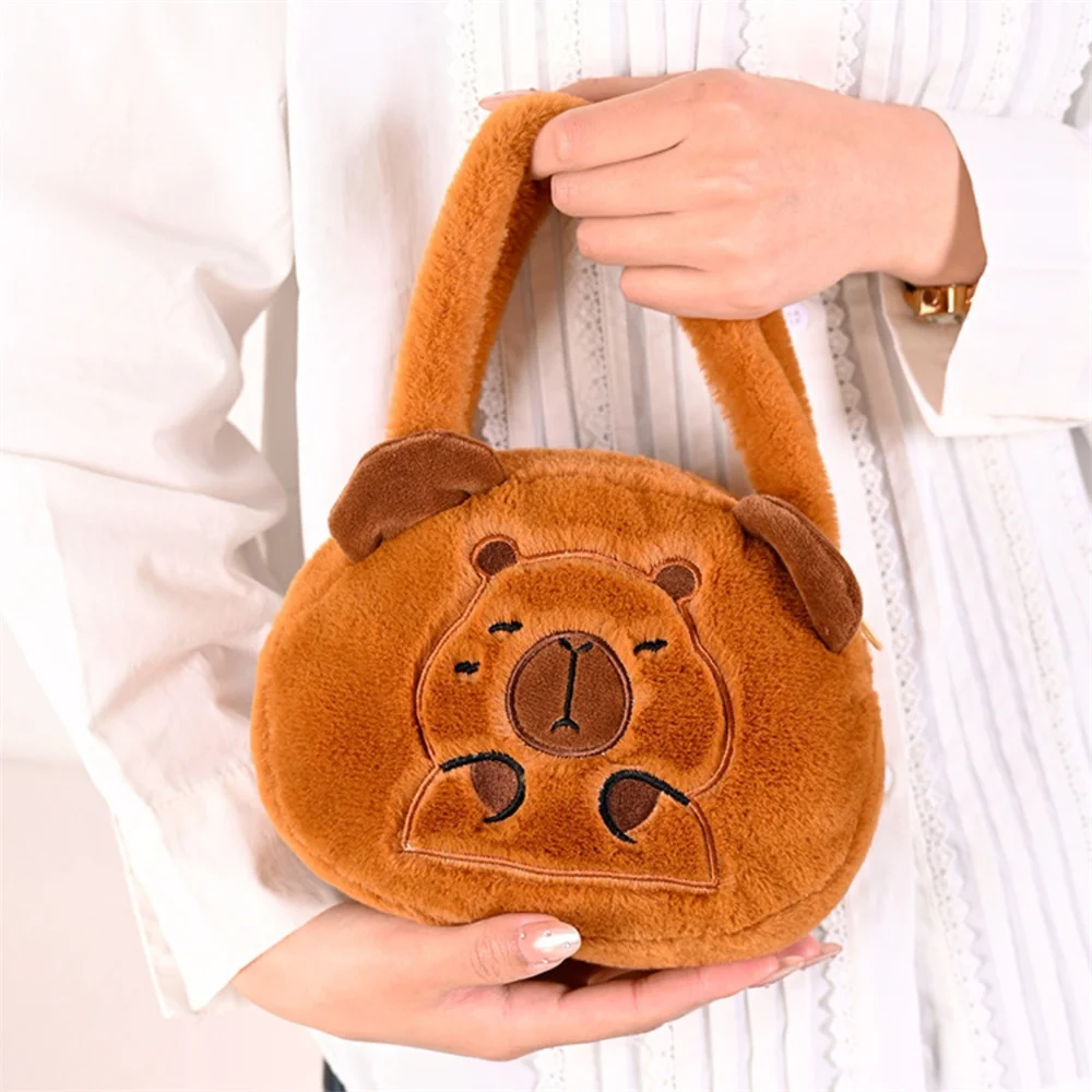 Capybara Plush Handbag Storage Bag Students Pencil Pouch Stationery Lovely Headphone Cute Capybara Handbags Party Decor Gifts