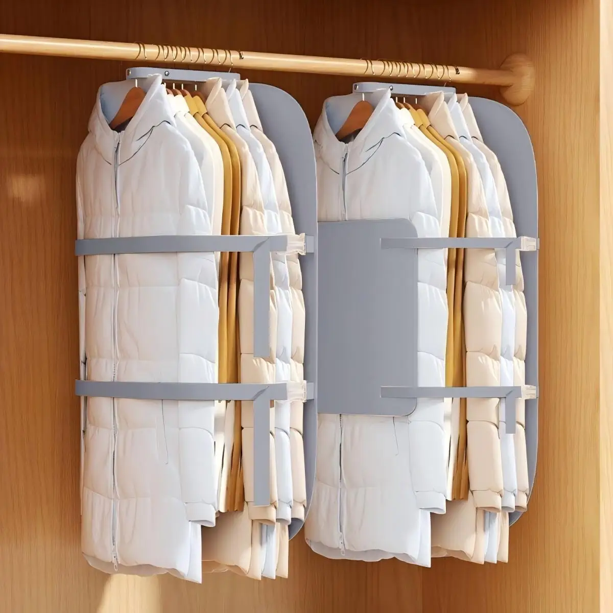 Space Saver Organizer Fabric Panel Clothing Dust Cover Hanging Bag for Coat Down Jackets Pants Shirts