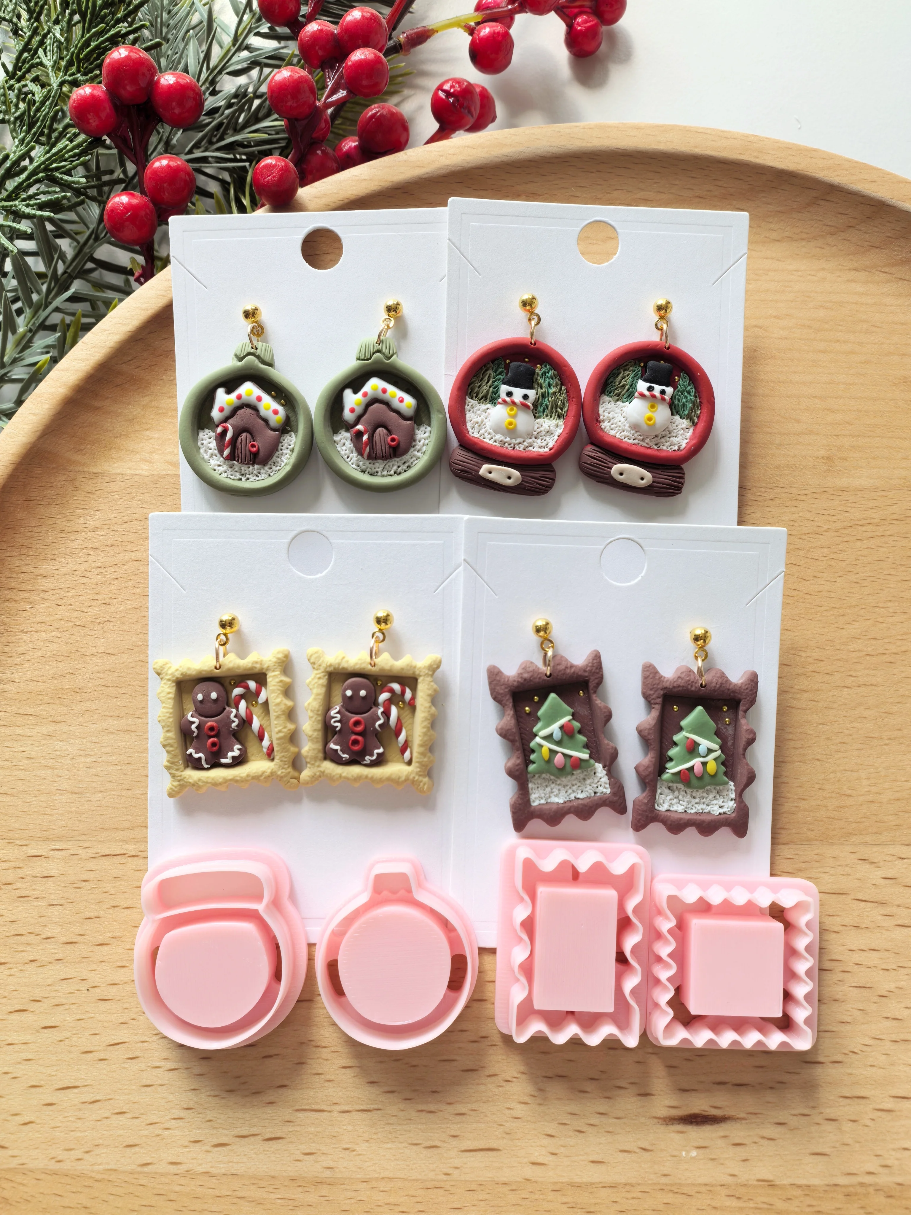 

Christmas Series Polymer Clay Cutter Crystal Ball Clay Cutting Molds DIY Earrings Jewelr Making Hand Tools Soft Clay Tools Set