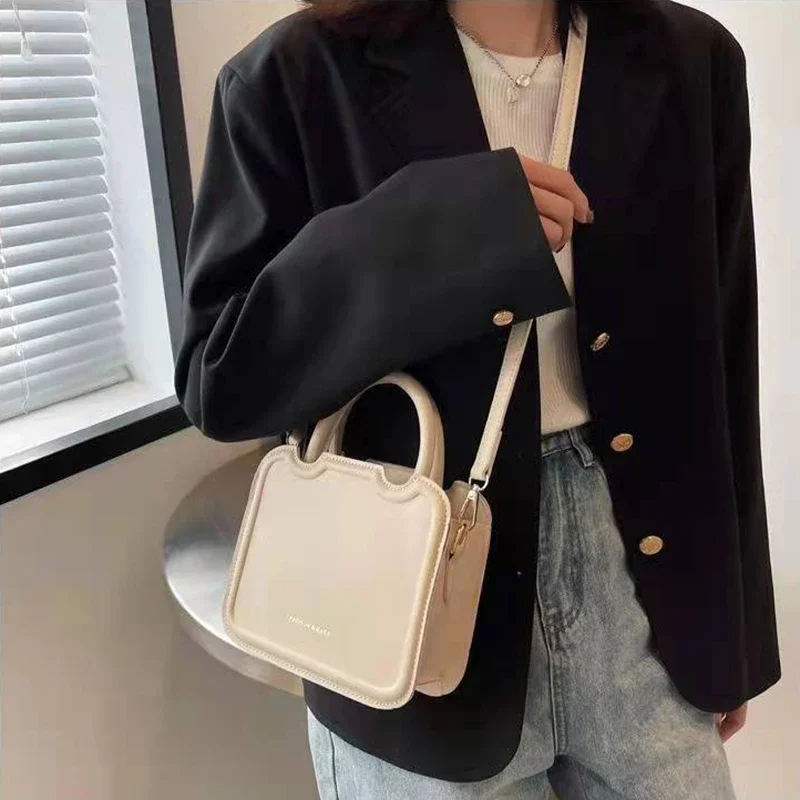 Luxury Leather Women Square Handbags Crossbody Shoulder Bag Ladies Travel Solid Color Zipper Messenger Bags Brand Design HandBag