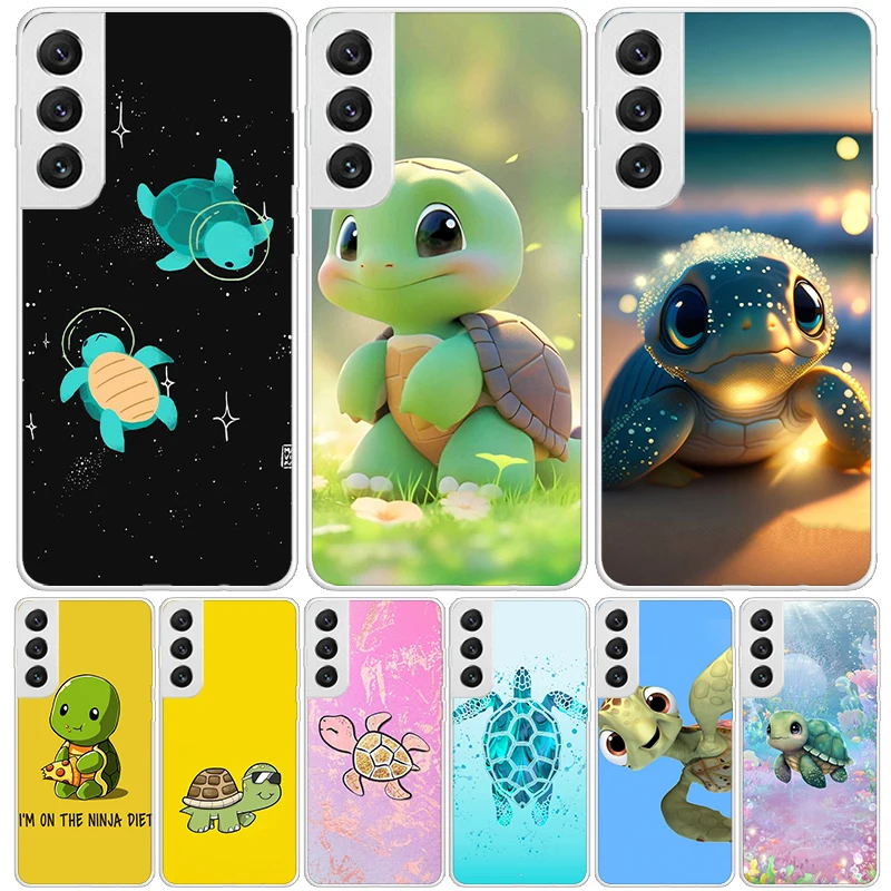 Cartoon Sea Turtle Tortoise Phone Case For Samsung Galaxy S25 S24 S23 S22 S21 FE S20 Ultra S10 Plus Art Customized Coque Capa S2