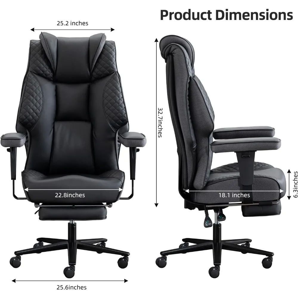 400 pound office chair - with foot pedals, high backrest adjustable armrests, ergonomic lumbar support with wheels