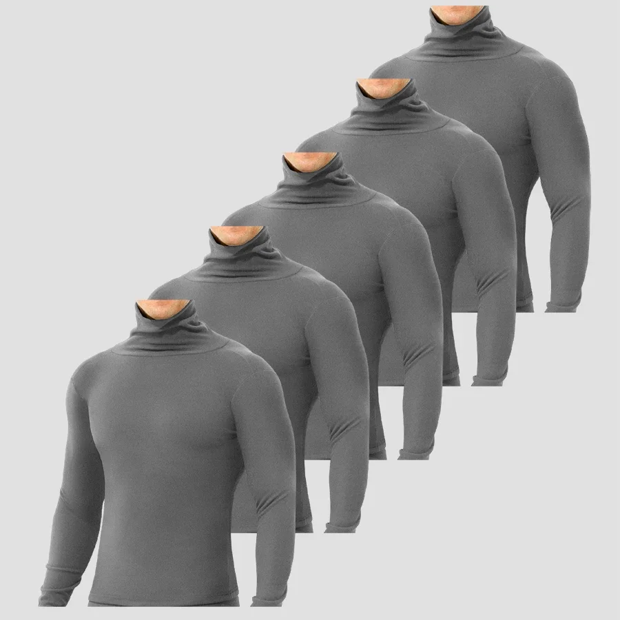 

5шт. Мужская термо-майка с длинными рукавами и флисовой подкладкой, утолщенная. Это средний к высокой горловине, обеспечивает тепло.