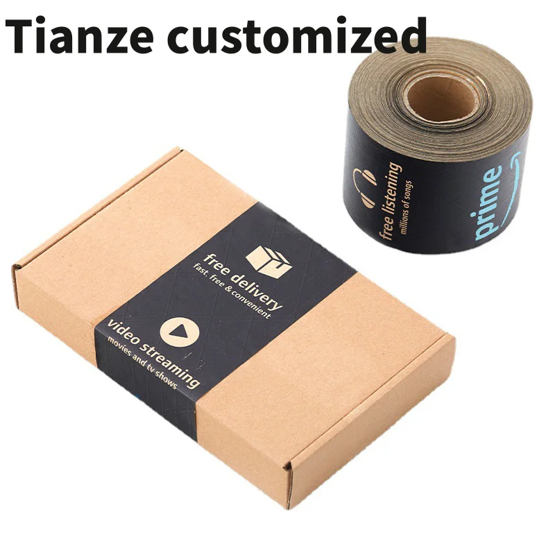 10 pieces.custom.Waterpoof Custom Logo Black Printed Non Adhesive Activated Packing Kraft Paper Tape