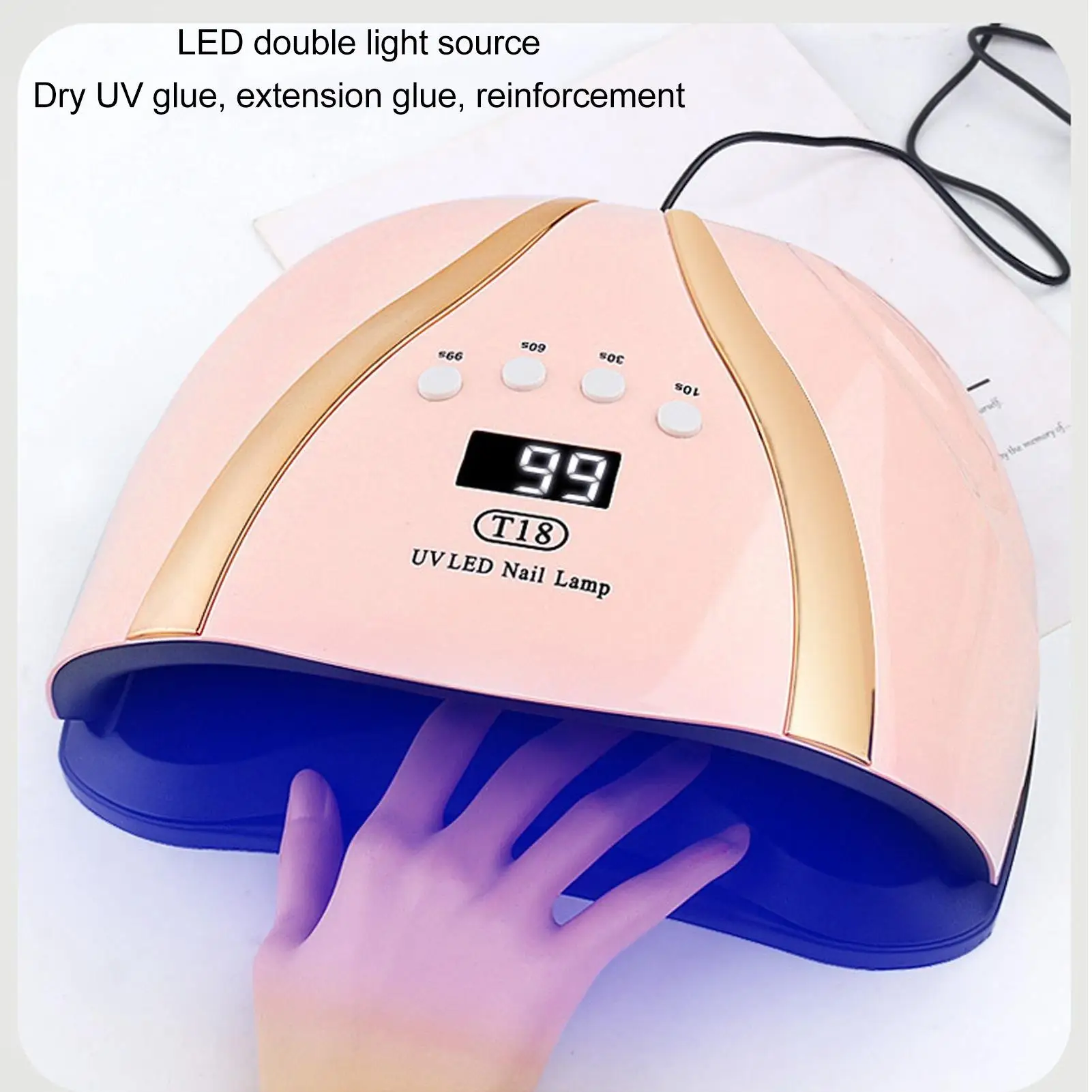 258W Voor Nagelgel Uithardende Lamp Met Warmteafvoer En 4 Timerinstellingen, 180 ° Licht, Verwijderbare Bodem Voor Salons