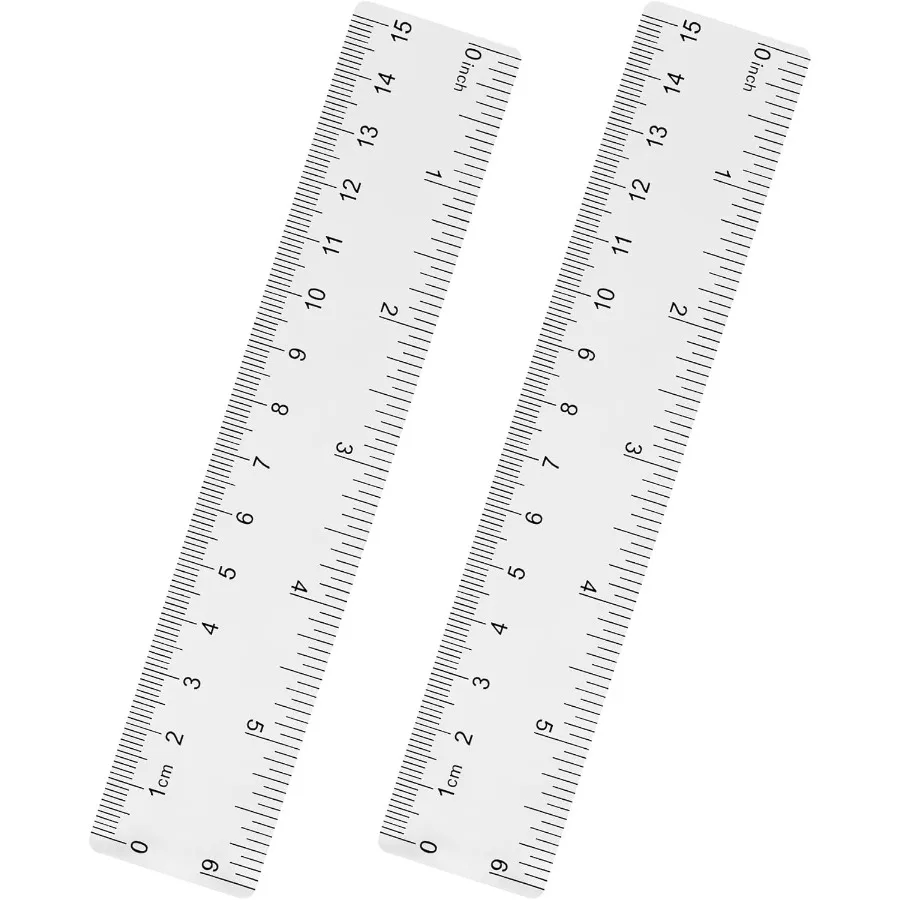 مسطرة مستقيمة من البلاستيك الشفاف مقاس 6 بوصات مقاومة للكسر مع بوصات وسنتيمتر للمدرسة والفصول الدراسية والمنزل أو المكتب قطعتان