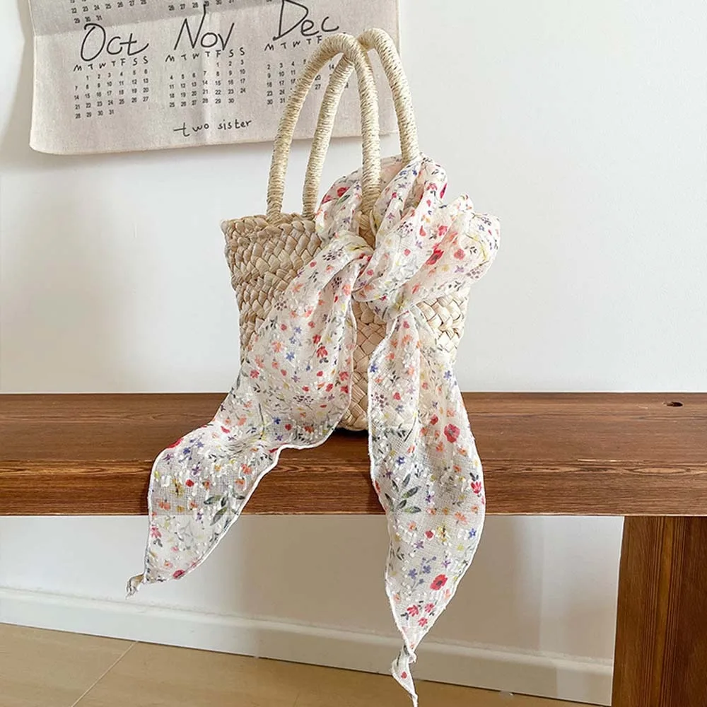 Mode Atmungsaktive Frühling Seidenschals Pastoralen Stil Baumwolle Dreieckiges Stirnband Sonnenschirm Bandana Floral Kopftuch Geschenk