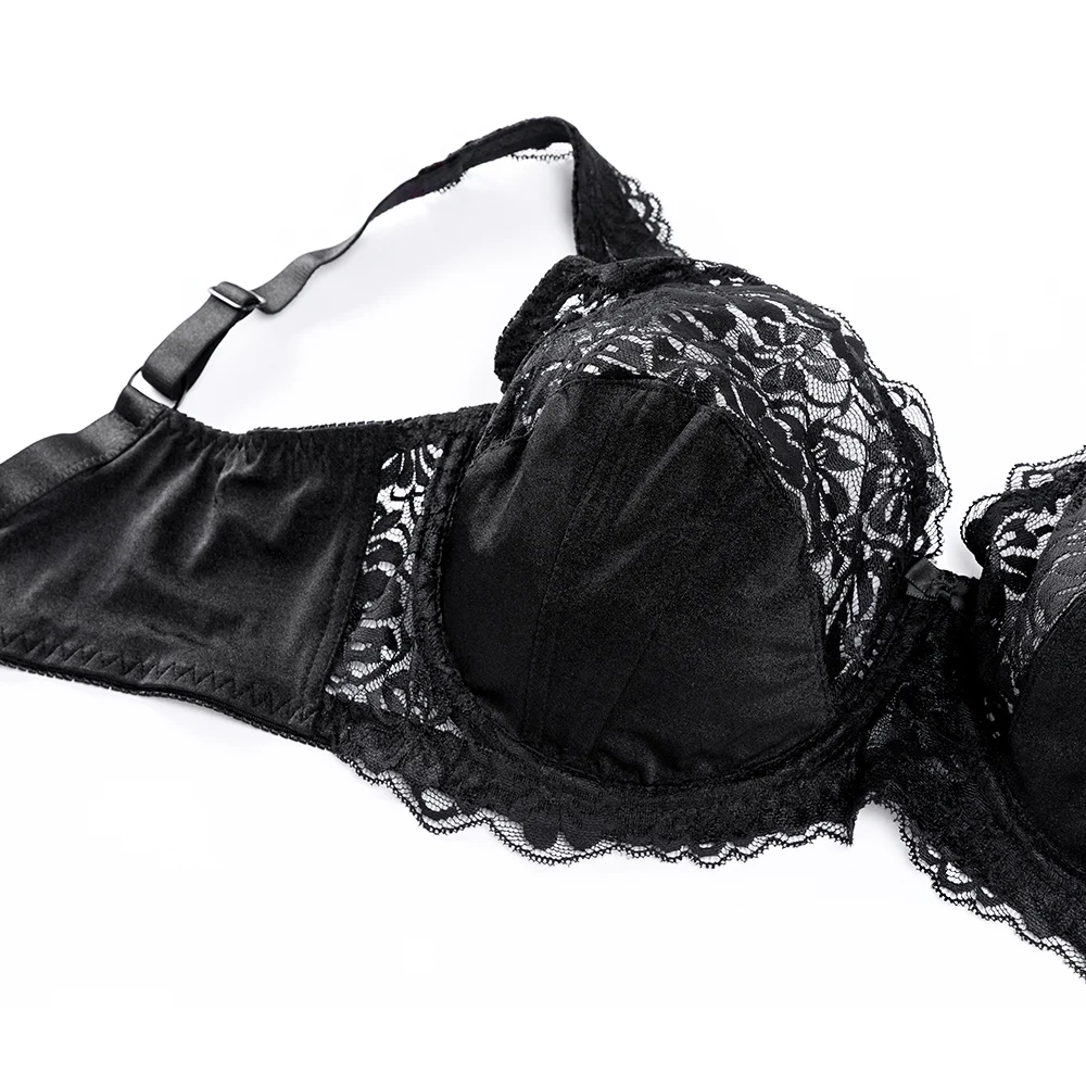 Plus Size Bra Lager Bosom Lace Embroidery Minimizer Bras For Womens Lingerie Sexy Brassiere BH Top E F G H I Cup
