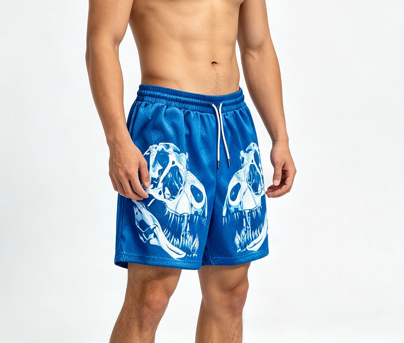Men Women Quick Drying Breathable Dinosaur Skull Pattern Print Shorts Summer Street Beach Casual Trend Thin Vacation Shorts