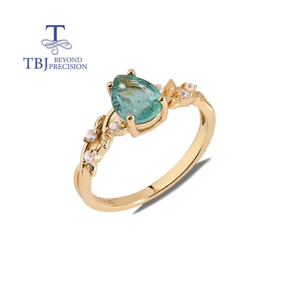 2026, New 925 sterling silver women's ring 1.43ct Natural pear Zambia emerald Leaf shape exquisite fine jewelry for banquet gift