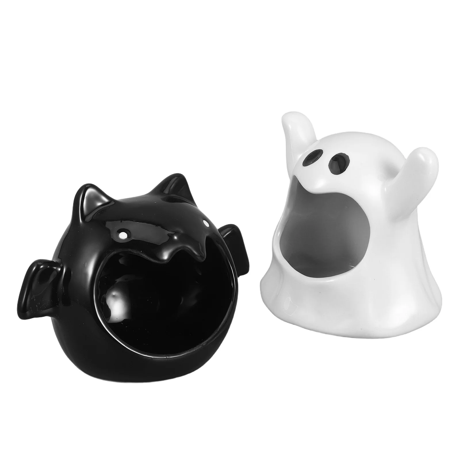 

2 Pcs Bat Treat Container Party Ceramic Snack Holders Ghost Candy Bowl Serving Tray