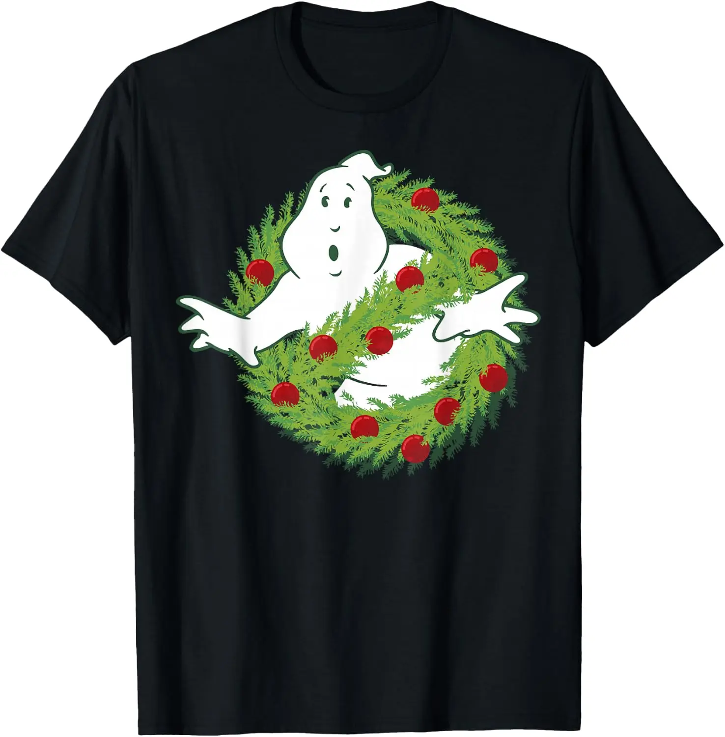 Classic Logo Christmas Wreath Graphic T-Shirt Halloween Cotton Short-Sleeve Tee: Fun, Stylish, Breathable, and Casual