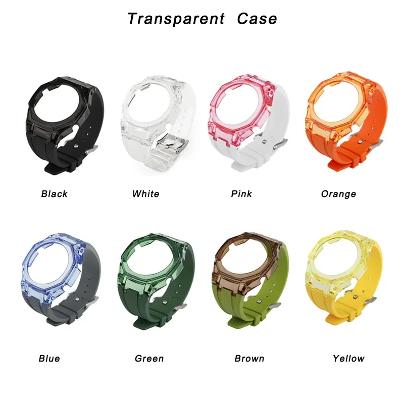 Ga2100 Clear Jelly Case Casioak Mod Kit Rubber Strap Transparent Case for GA 2100 GA 2110 Ga-b2100 Watch Band Repalcement Kit G