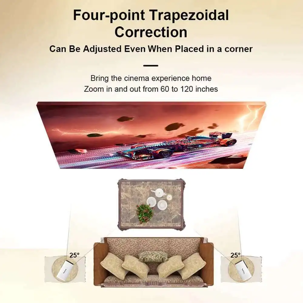 Touyinger E700 Pro Mini LED-projector Smart Android Beam Ondersteuning 4K 1080P Draagbare Bluetooth-luidspreker Verstelbare standaard voor thuis