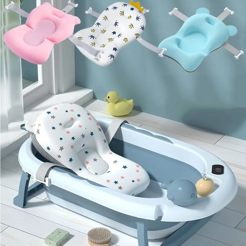 Portable Baby Bathtub Pad Ajustable Bath Tub Shower Cushion Bath Seat Support Mat Foldable Baby Bath Seat Floating Water Pad