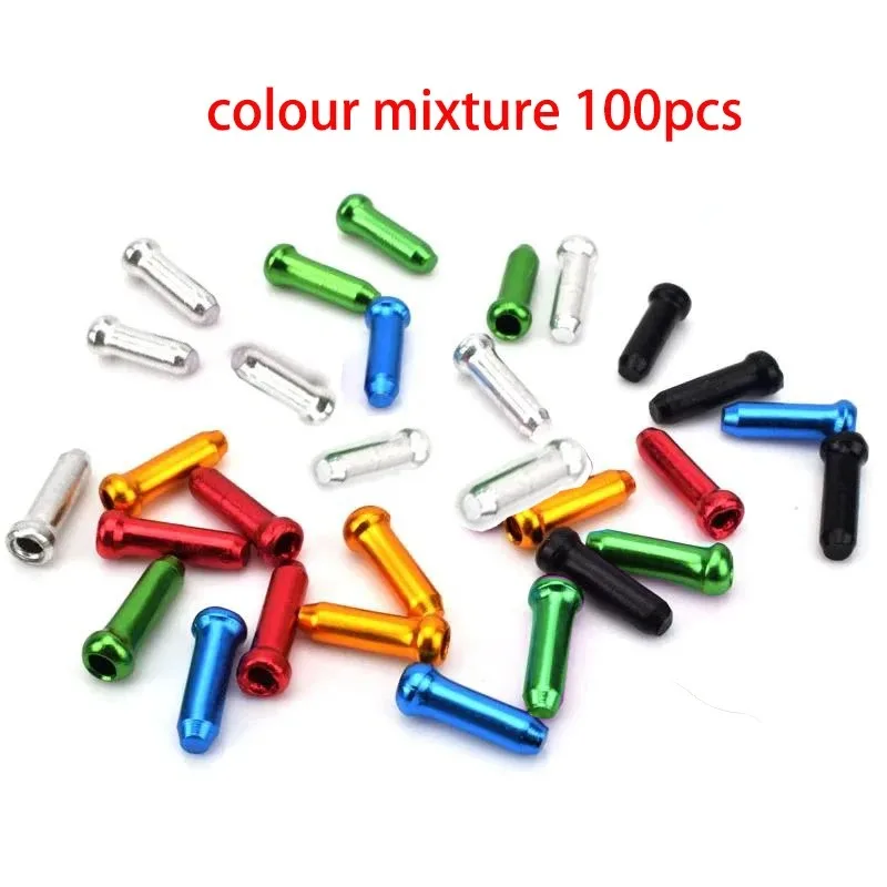 30 50 100 قطعة متعددة الألوان سبائك الألومنيوم دراجة الفرامل شيفتر كابل داخلي نصائح سلك نهاية غطاء كابل خط الأساسية غطاء تغليف والعتاد