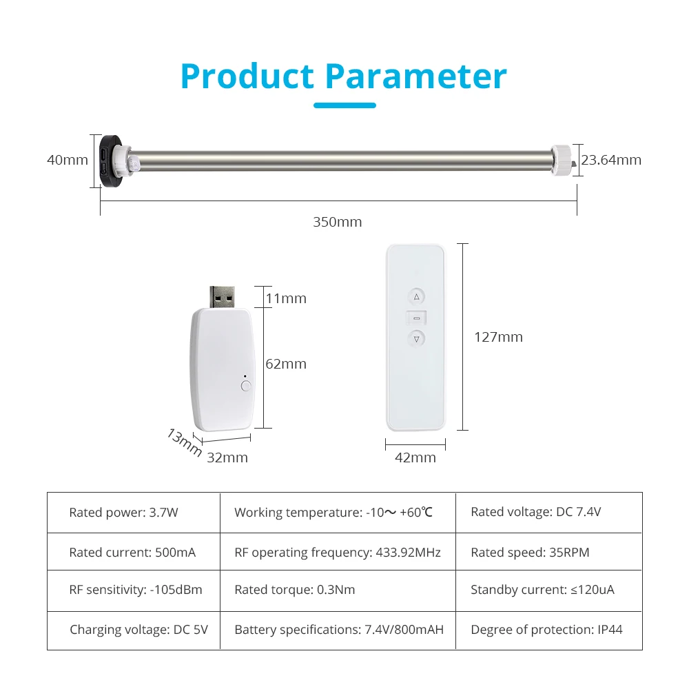 Tuya WiFi Smart Roller Blind Motor for 17mm 25mm Tube Motorized Zigbee Electric Roller Shade Built in Battery USB Rechargeable