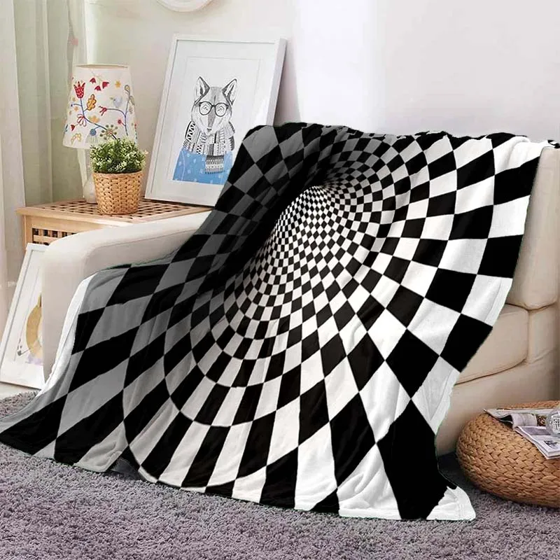 

5 Styles Geometric Light 3D Visual Modern Blanket Outdoor Travel Camping Picnic Essential Portable Fashion Leisure Shawl Blanket