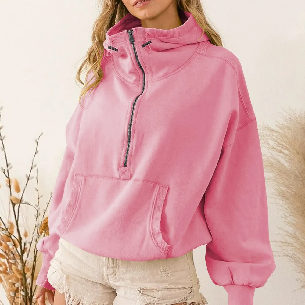 2025 خريف شتاء جديد المرأة طويلة الأكمام هوديس موضة قمصان سويت شيرت بقلنسوة مع سحابات وأربطة بلايز ملابس خارجية Y2K