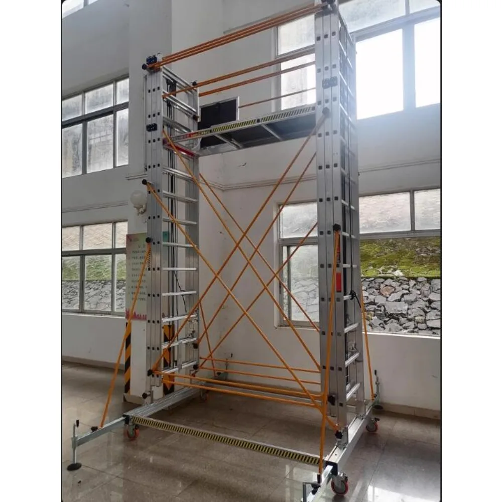 Aluminum alloy scaffolding movable telescopic  folding engineering ladder platform.