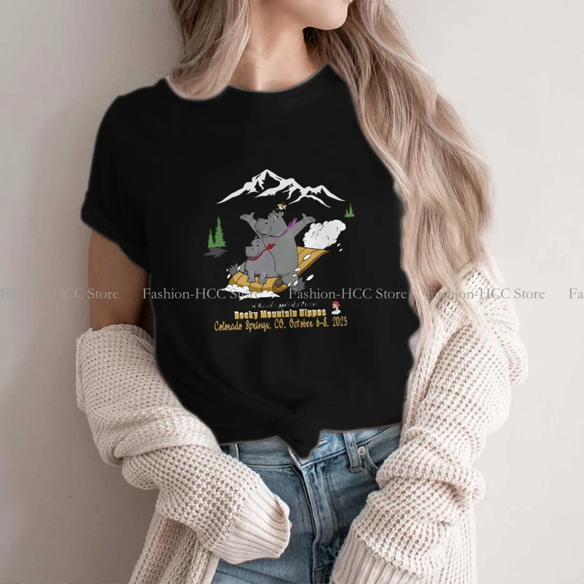 Hippo Polyester TShirt for Women Hippolotofus 2023 Reunion Basic Leisure Sweatshirts T Shirt Novelty Trendy