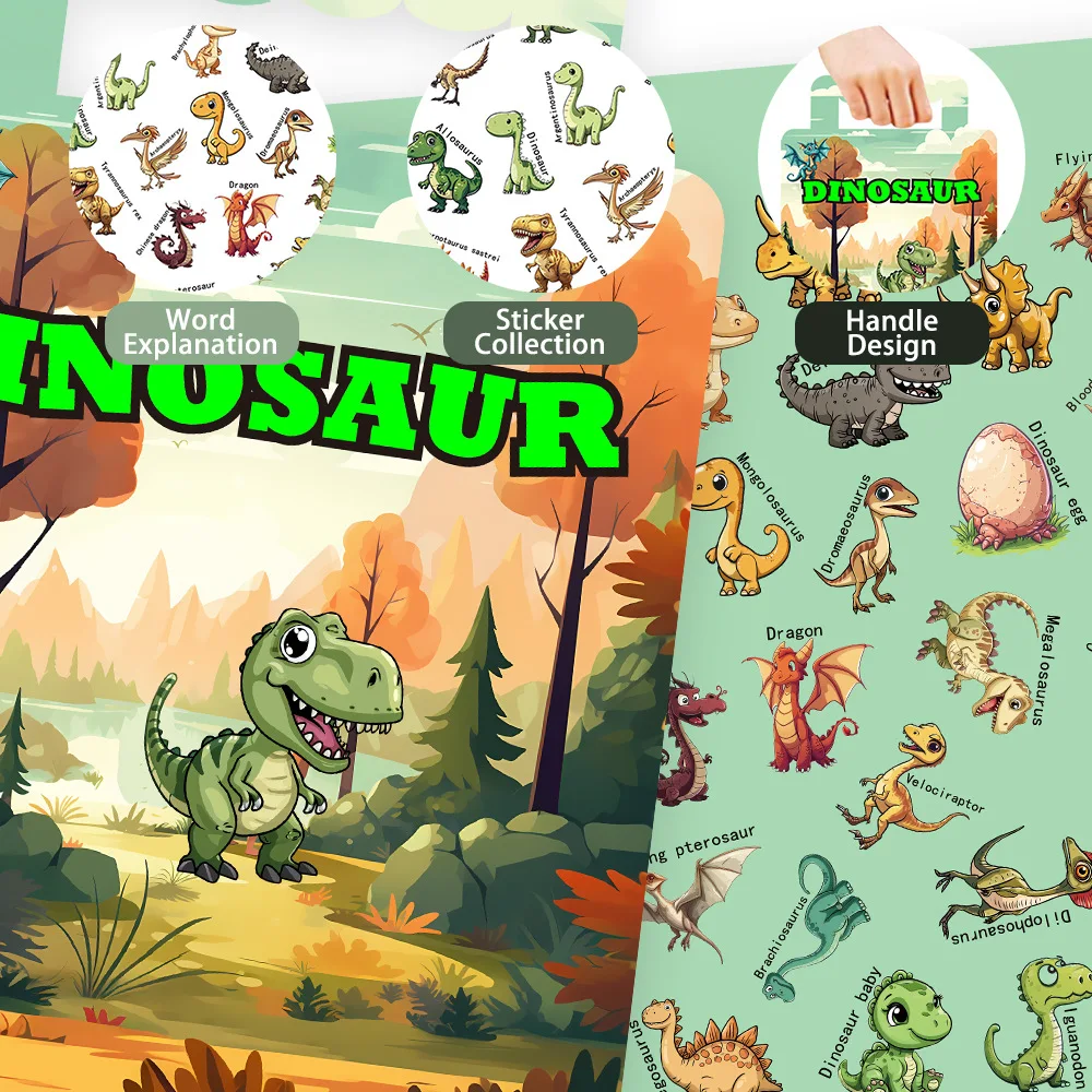 Dinosaur Sticker Activity Book: Fun Early Learning for Focus & Thinking Skills, Creative DIY Scene