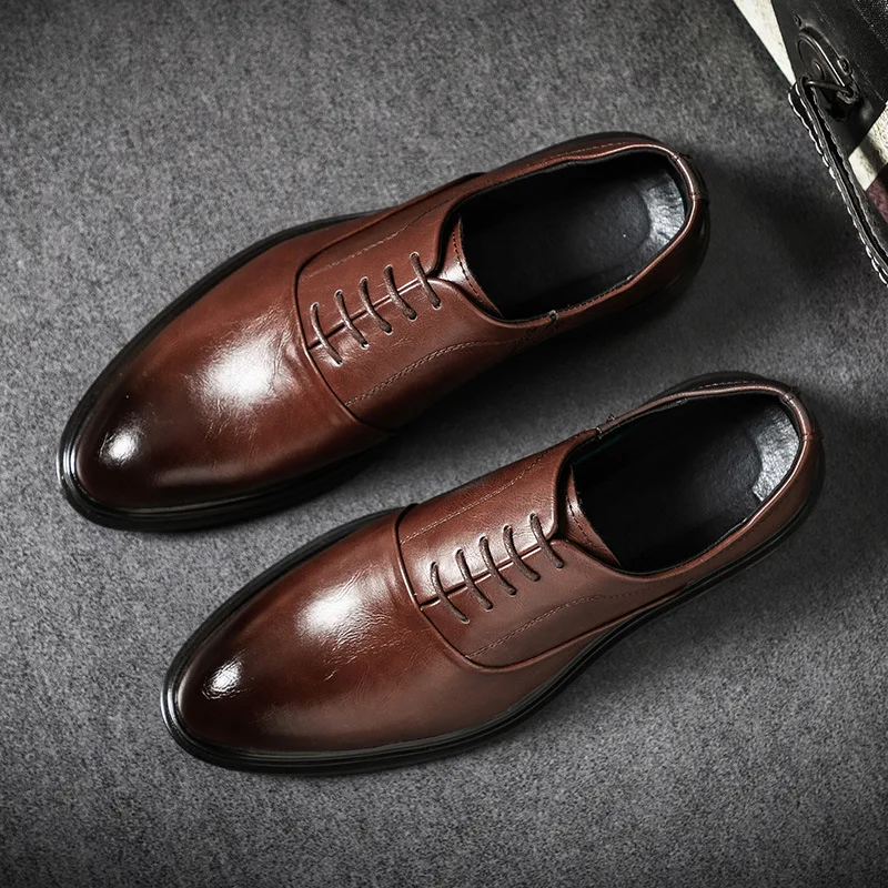 Mens Formal Shoes Genuine Leather Oxford Shoes For Men Italian 2020 Dress Shoes Wedding Shoes Laces Leather Broguehjk8