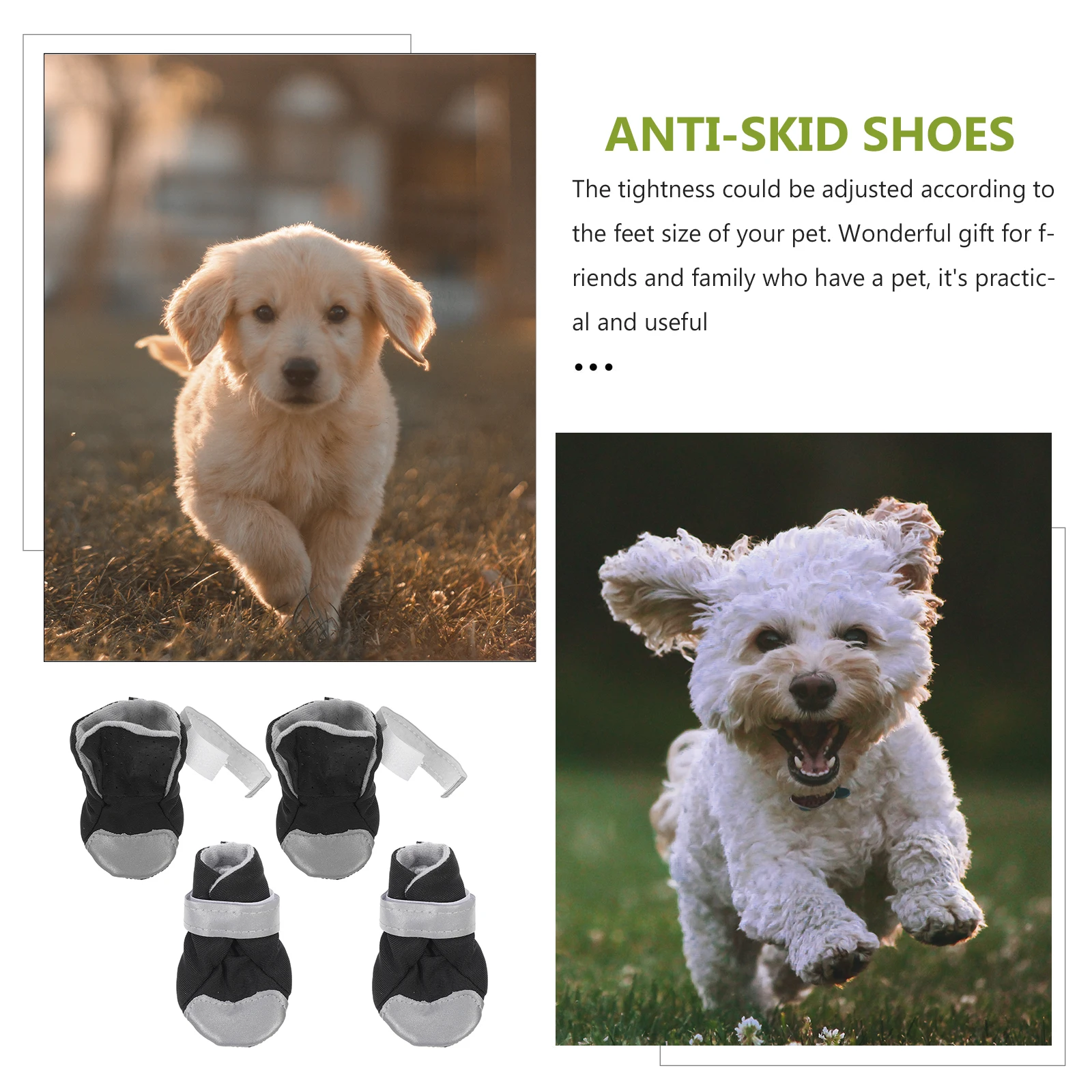 

4pcs Dog Reflective Breathable Swimsuit Fabric Adjustable Anti Skid Protective Outdoor Pet Footwear Small Size Dog Protective