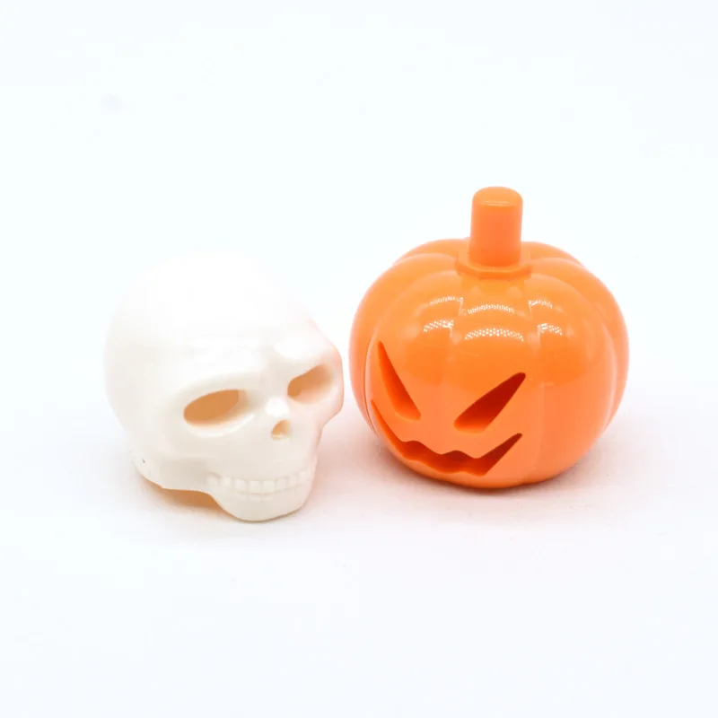 Halloween MOC Little Man Creative Headgear Building Blocks Pumpkin Head Skeleton Head Bricks Toys Kids Gift Compatible With LEGO