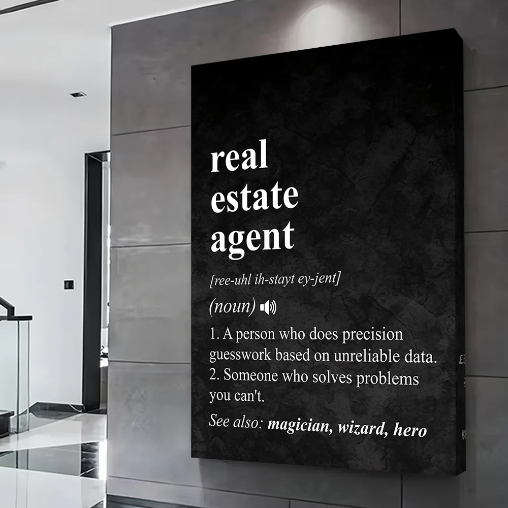 Real Estate Agent Definition Printing Poster Customizable Pictures Wall Art Canvas Painting for Living Room Decorations Mural