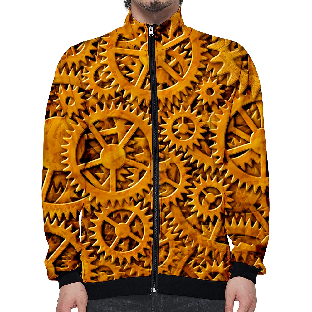 

stand collar jacket men's and women's clothing Fashion coat couple 3D digital printing cardigan jacket zipper3