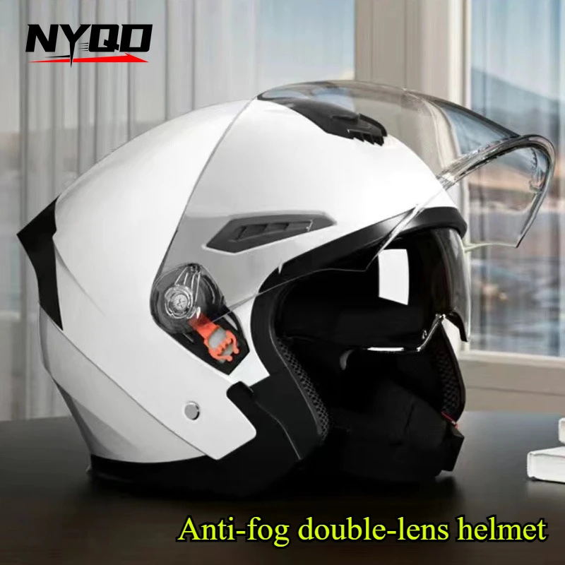 

Men Motorcycle Open Face Helmet Women Dual Lens Sun Visor Face Shield Top Lightweight Scooter Bike Retro 3/4 Helmet Casco Moto