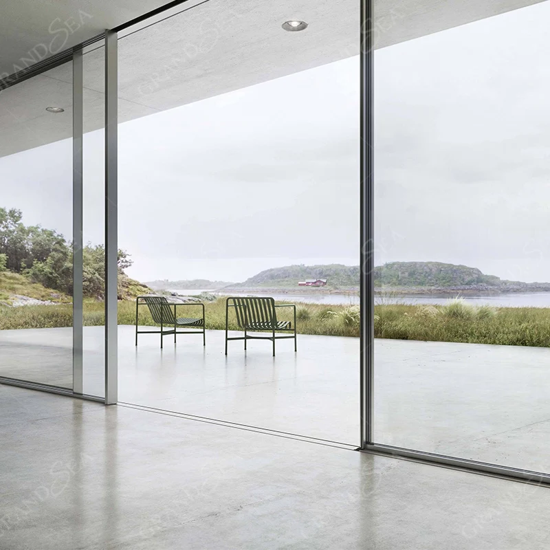 New Ultra-narrow Frame Aluminum Trackless Sliding Door Balcony Double-glazed Panoramic Door