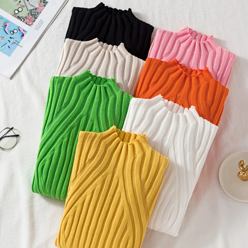 High Neck Pullovers 2026 Knitted Women Sweater Turtleneck Autumn Winter Basic Women Sweaters Slim Fit Black