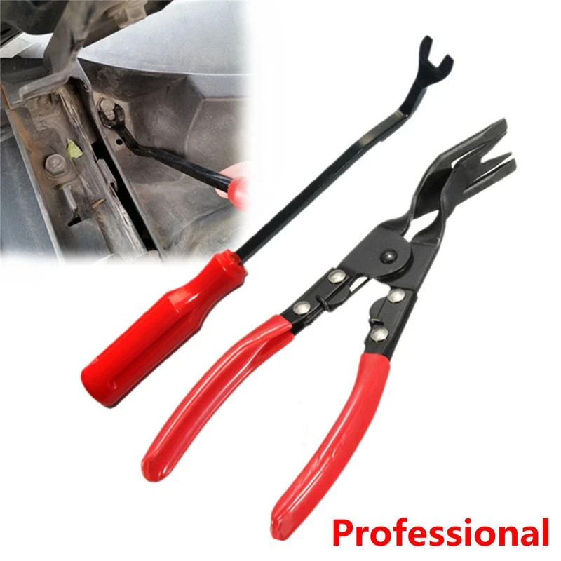 

2pcs/Set Car Interior Door Panel & Trim Clip Removal Plier Upholstery Remover Pry Bar Tool Car Door Trim Clip Remover