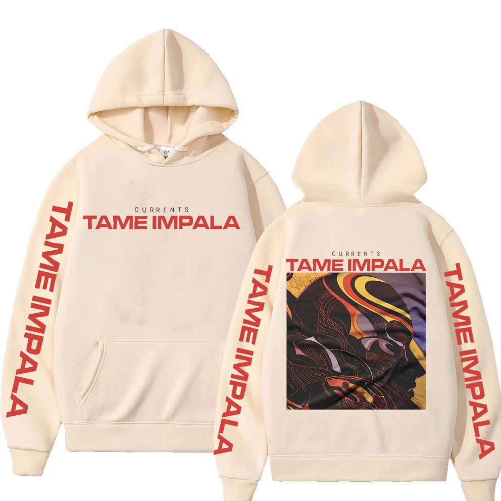 Tame Impala-Hoodie polar para homens e mulheres, impressão dupla face, moletom casual solto, moletom de algodão, streetwear Gothic Rock, moletom masculino