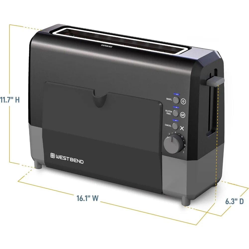 2 Slice Toaster,Wide Slot Slide Through w/Bagel & Gluten-Free Settings and Cool Touch Exterior Includes Removable Serving Tray