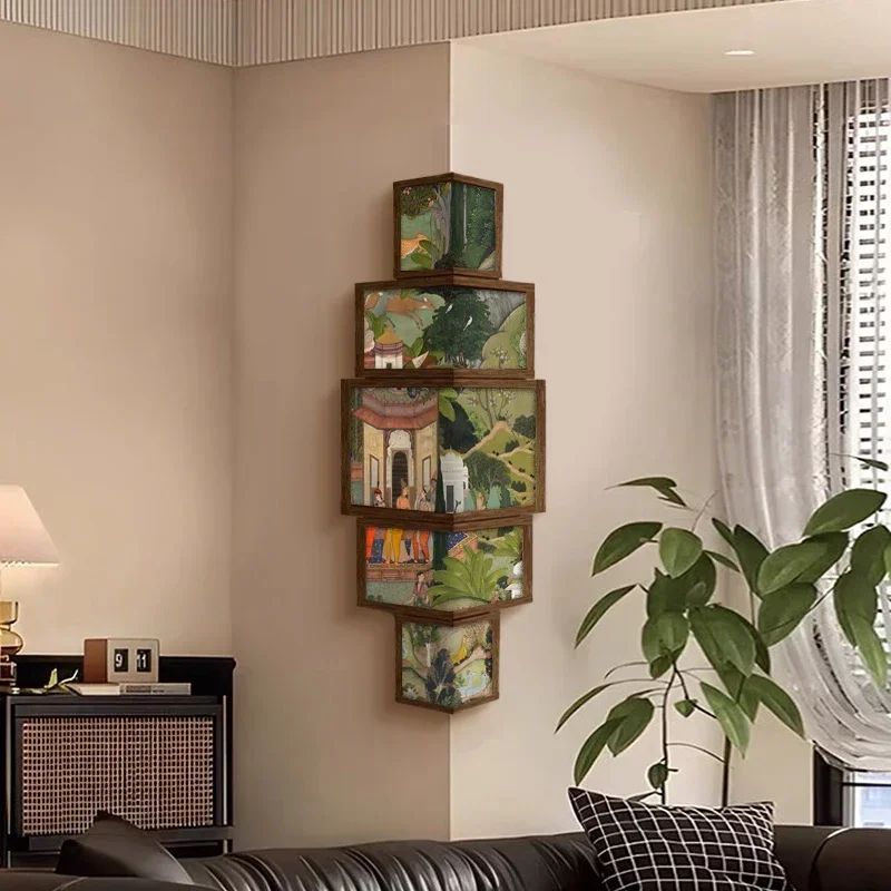 Jaipur garden living room decorative painting French retro corner double-sided hanging painting creative corner art vertical m